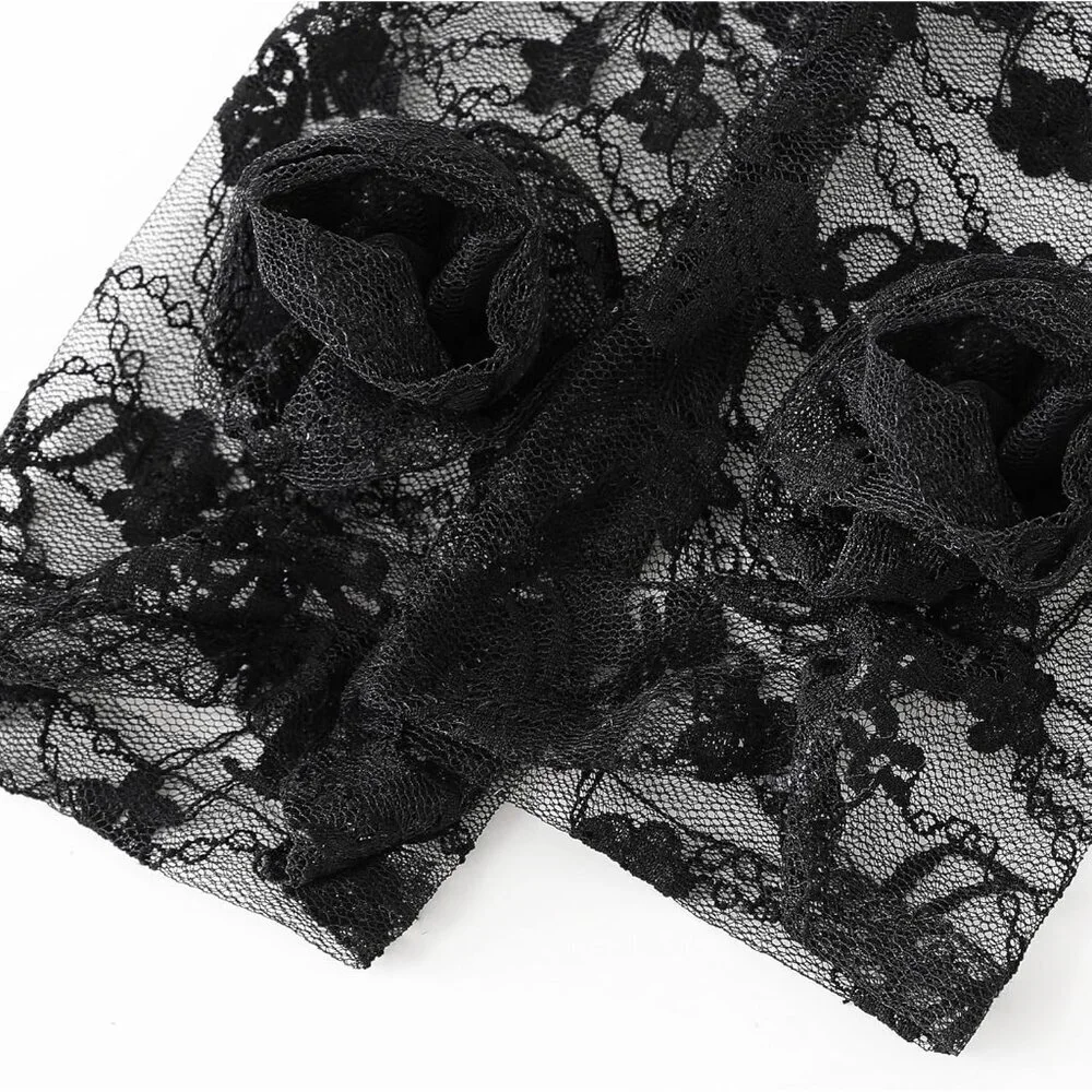 Women's Black Floral Lace Opera Elegant Evening Party Prom Gloves Accessories